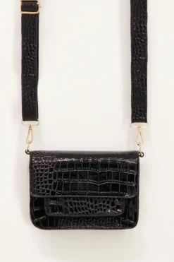 Sac à Bandoulière Noir Avec Imprimé Croco