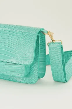 Sac à Bandoulière Turquoise Avec Imprimé Croco