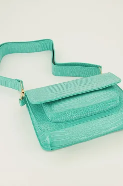 Sac à Bandoulière Turquoise Avec Imprimé Croco