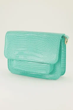 Sac à Bandoulière Turquoise Avec Imprimé Croco