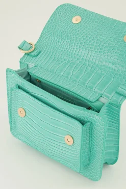 Sac à Bandoulière Turquoise Avec Imprimé Croco