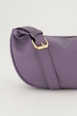 Sac à Bandoulière Violet à Fermeture éclair Dorée