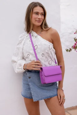 Sac à Bandoulière Violet En Simili Cuir