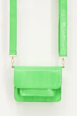 Sac à Main Avec Bandoulière Vert Vif à Motif Croco