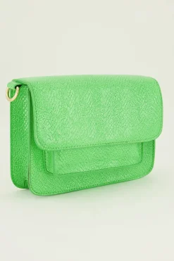 Sac à Main Avec Bandoulière Vert Vif à Motif Croco