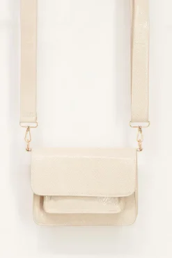 Sac à Main Beige Avec Bandoulière Et Motif Croco