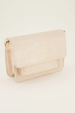 Sac à Main Beige Avec Bandoulière Et Motif Croco