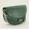 Sac Bandoulière Demi-lune Vert Effet Croco
