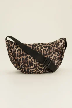 Sac Porté épaule Marron à Imprimé Léopard