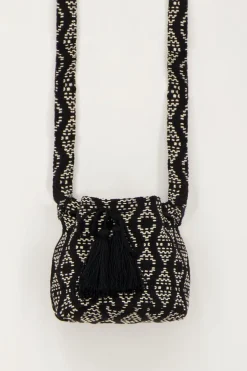 Sac Rond Noir Et Blanc à Bandoulière Avec Imprimé Aztèque