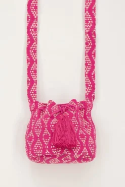 Sac Rose Rond à Bandoulière Avec Imprimé Aztèque
