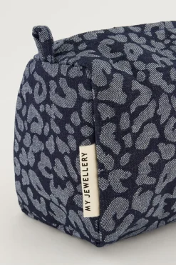 Set De Trousses De Toilette En Denim Avec Imprimé Léopard