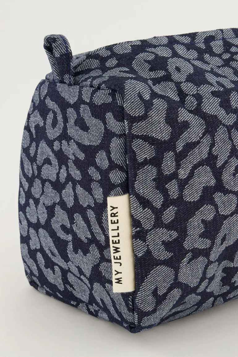 Set De Trousses De Toilette En Denim Avec Imprimé Léopard