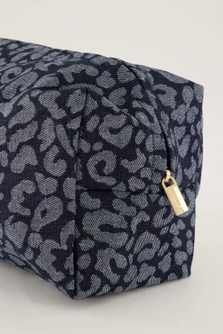 Set De Trousses De Toilette En Denim Avec Imprimé Léopard