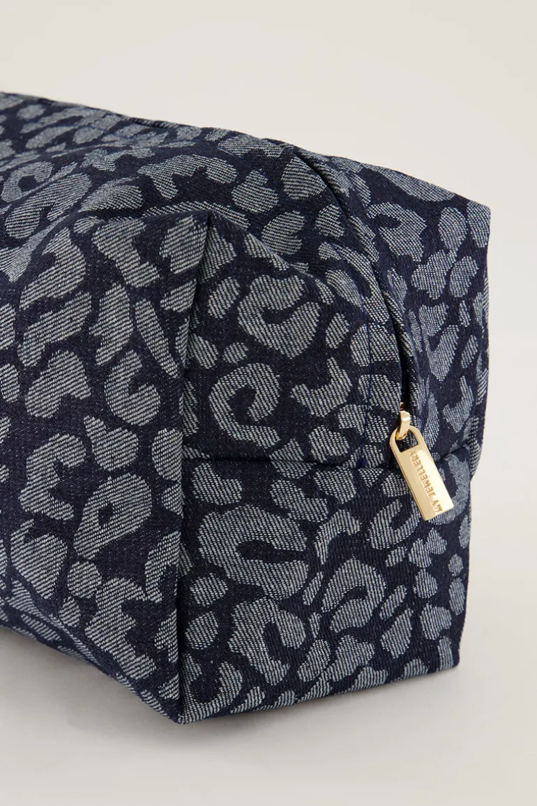 Set De Trousses De Toilette En Denim Avec Imprimé Léopard