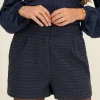 Short Bleu En Tweed Lurex