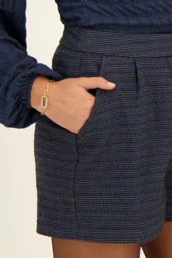 Short Bleu En Tweed Lurex
