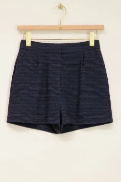 Short Bleu En Tweed Lurex
