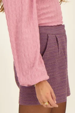 Short Violet En Tweed Lurex