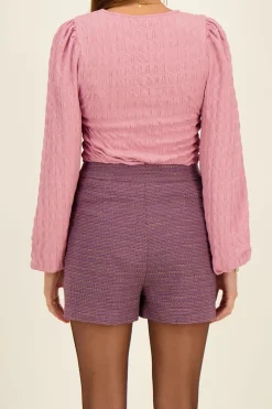 Short Violet En Tweed Lurex
