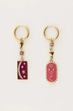 Sunrocks Boucles D'oreilles Avec Charmes Roses Et Violettes