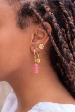 Sunrocks Boucles D'oreilles Avec Charmes Roses Et Violettes