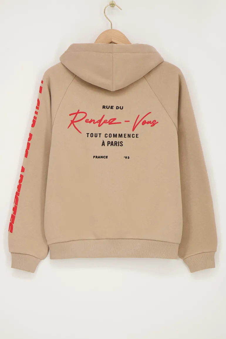 Sweat à Capuche Beige "Le Club Des Artistes"