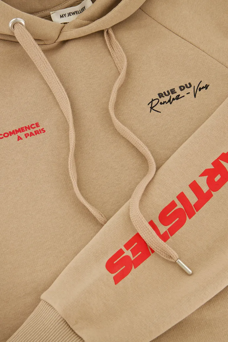Sweat à Capuche Beige "Le Club Des Artistes"