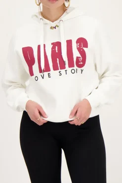 Sweat à Capuche Blanc Paris Love Story
