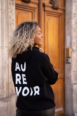 Sweat à Capuche Noir « Au Revoir »