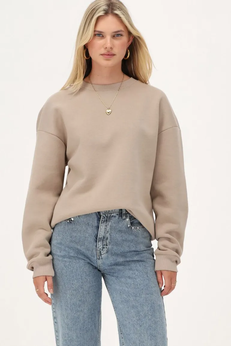 Sweat Beige à Volants Et écusson