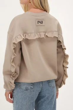 Sweat Beige à Volants Et écusson