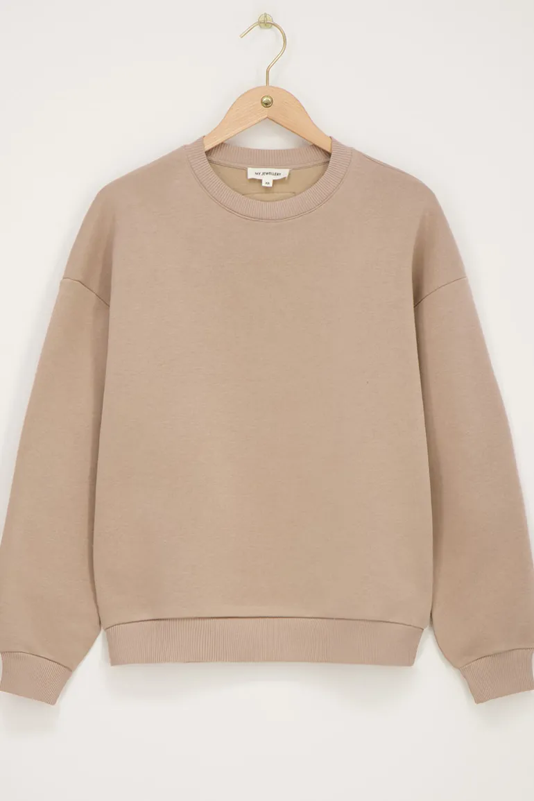 Sweat Beige à Volants Et écusson