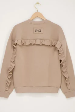 Sweat Beige à Volants Et écusson
