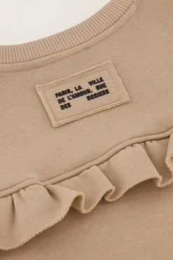 Sweat Beige à Volants Et écusson