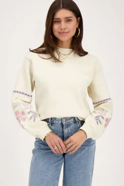 Sweat Beige Avec Broderie