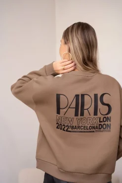 Sweat Beige Avec Imprimé « Worldtour »