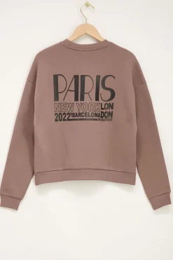 Sweat Beige Avec Imprimé « Worldtour »