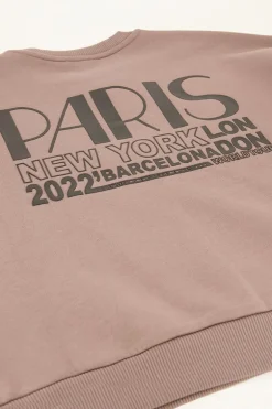 Sweat Beige Avec Imprimé « Worldtour »