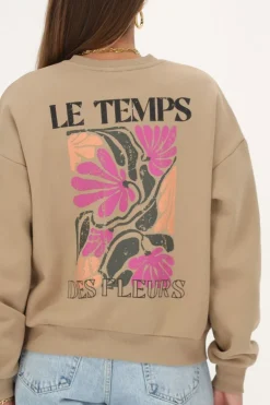 Sweat Beige ''Le Temps'' Multicolore