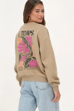 Sweat Beige ''Le Temps'' Multicolore