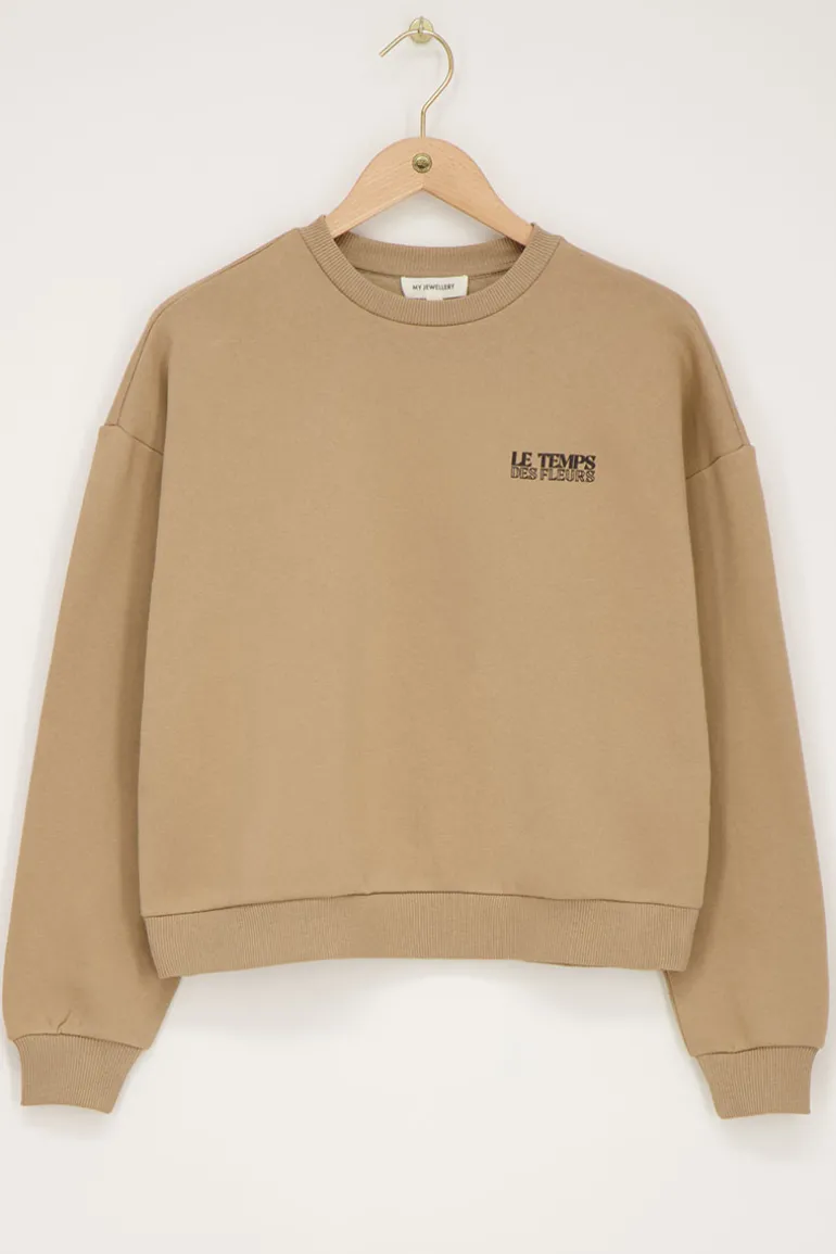 Sweat Beige ''Le Temps'' Multicolore