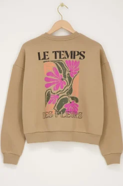 Sweat Beige ''Le Temps'' Multicolore