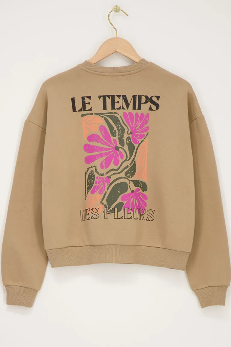 Sweat Beige ''Le Temps'' Multicolore