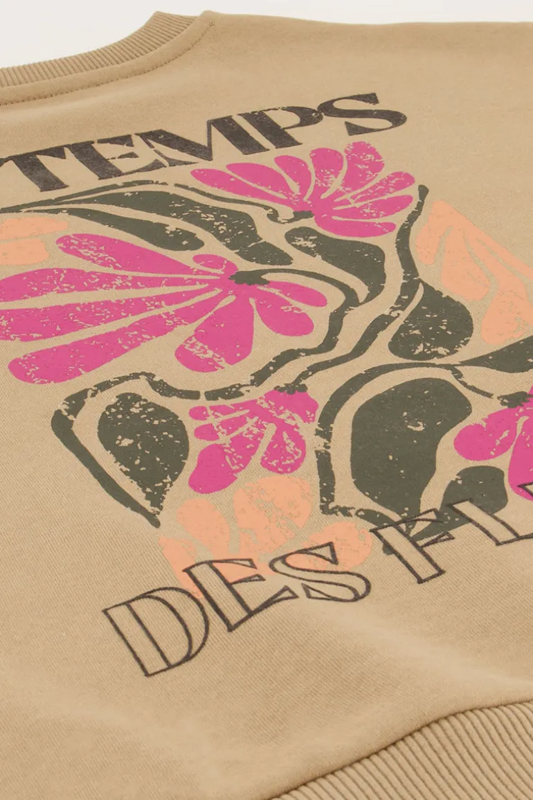 Sweat Beige ''Le Temps'' Multicolore