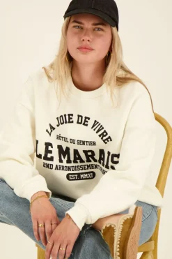 Sweat Blanc "La Joie De Vivre"