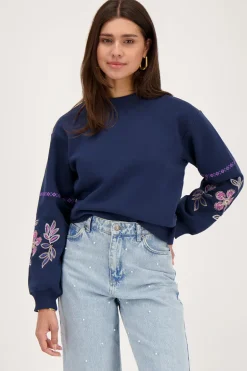Sweat Bleu Foncé Avec Broderie