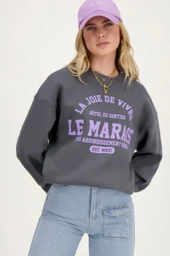Sweat Gris Foncé La Joie De Vivre