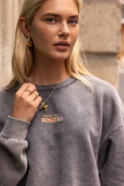 Sweat Gris Foncé "Rue Des Rosiers"