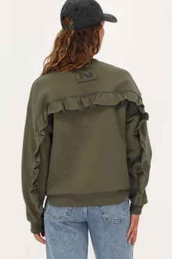 Sweat Vert Foncé Avec Volant Et écusson